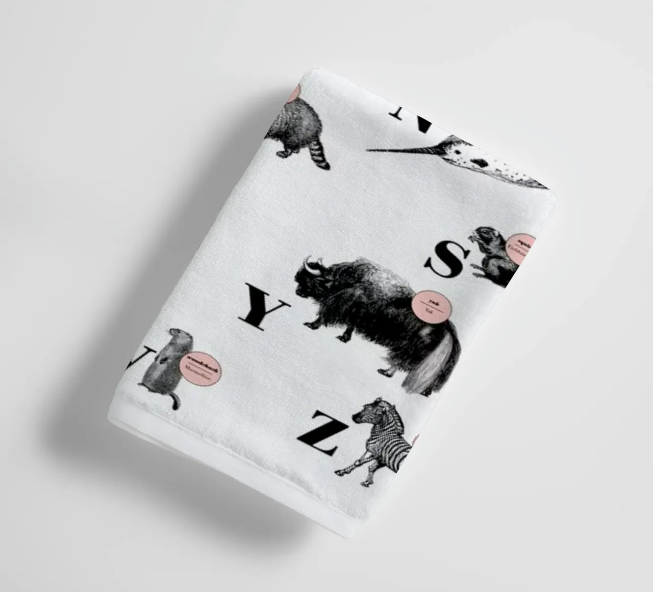 alphabet of mammals, animal ABC towel by The True Type