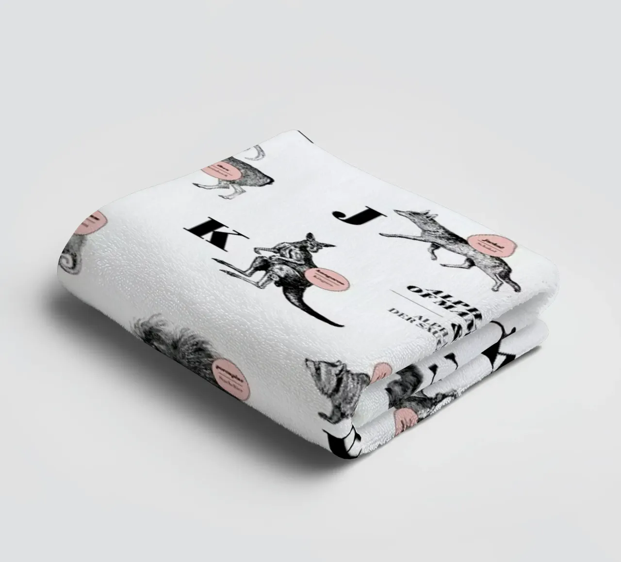 alphabet of mammals, animal ABC towel by The True Type