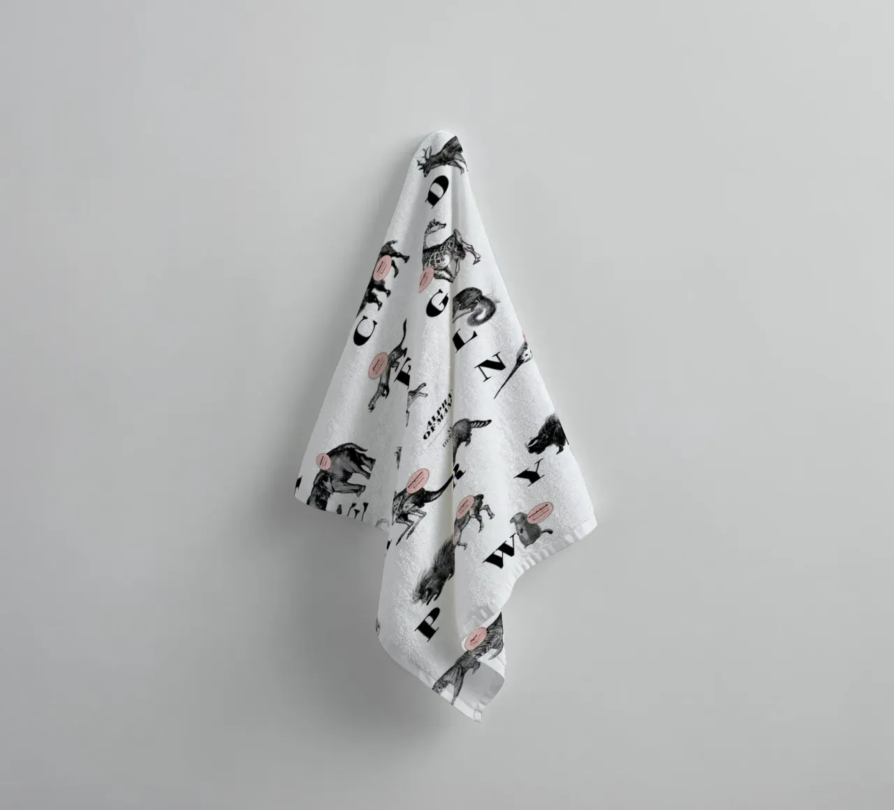 alphabet of mammals, animal ABC towel by The True Type