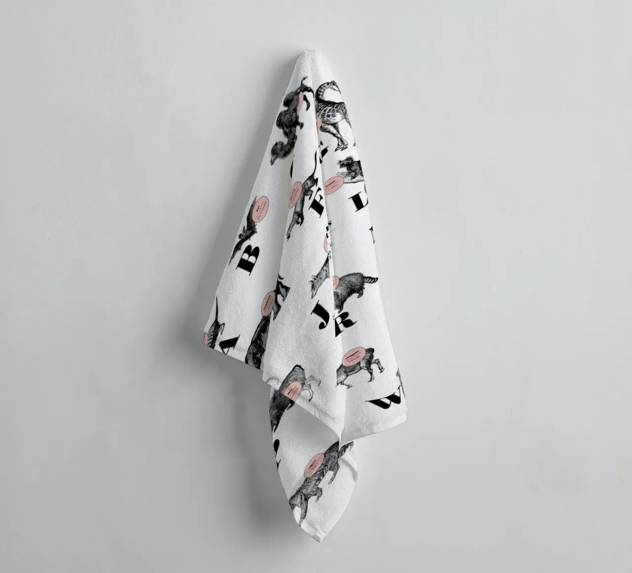 alphabet of mammals, animal ABC towel by The True Type