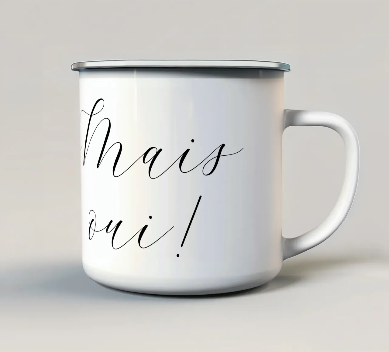 Mais oui! tazza in smalto da Catherine Aguilar