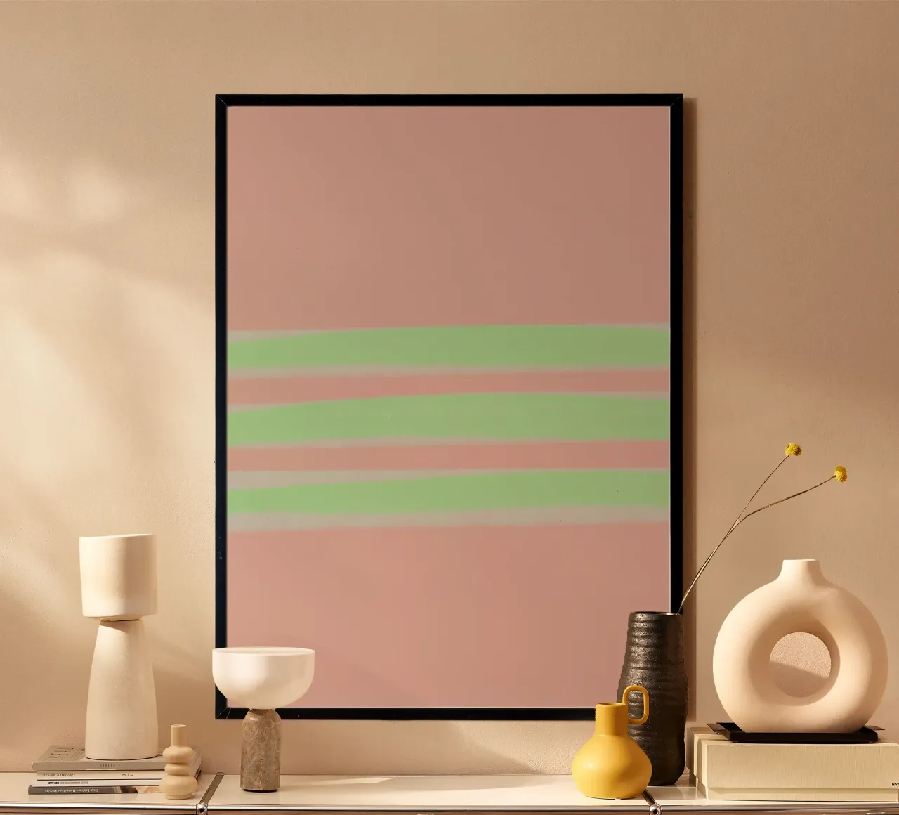 Neon soft stripes poster con telaio in plastica da Hej Ibiza by Ute Arnold