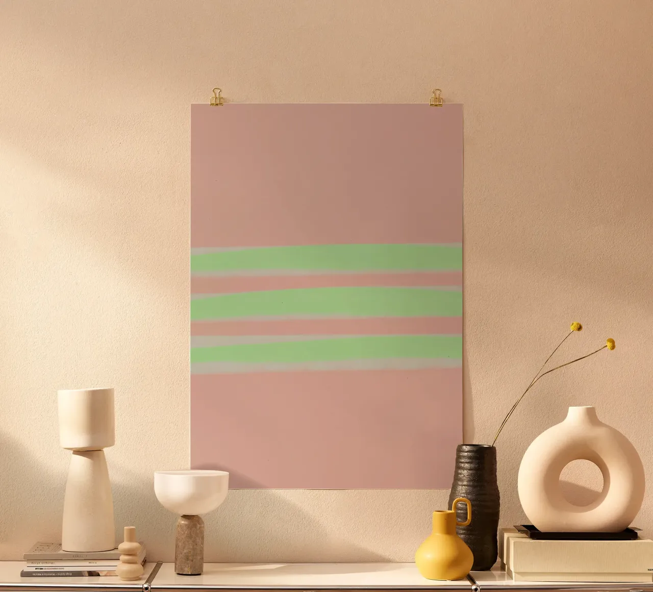 Neon soft stripes poster con telaio in plastica da Hej Ibiza by Ute Arnold