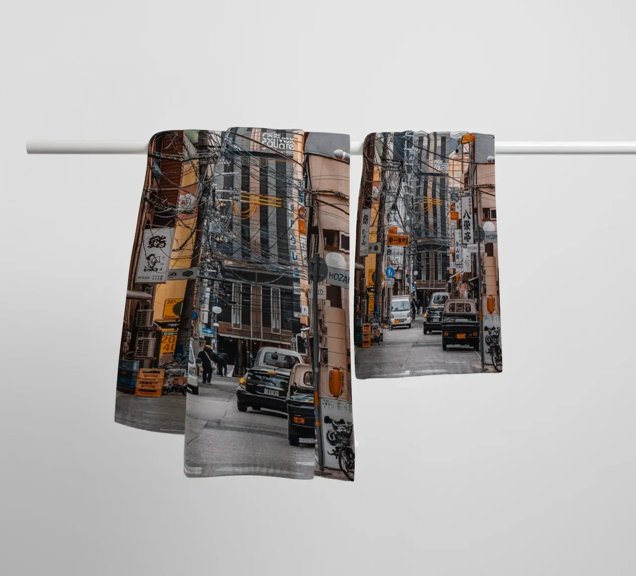 Japanese Urban Street - Kobe, Japan towel by Marcel Bisig