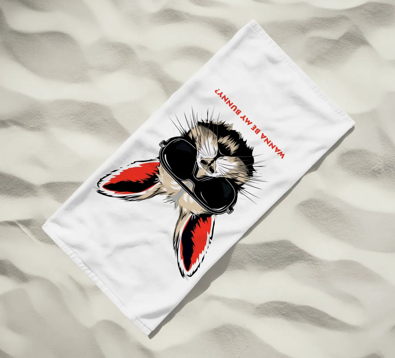 Will you be my rabbit? | The all-important question beach towel by Autofocus