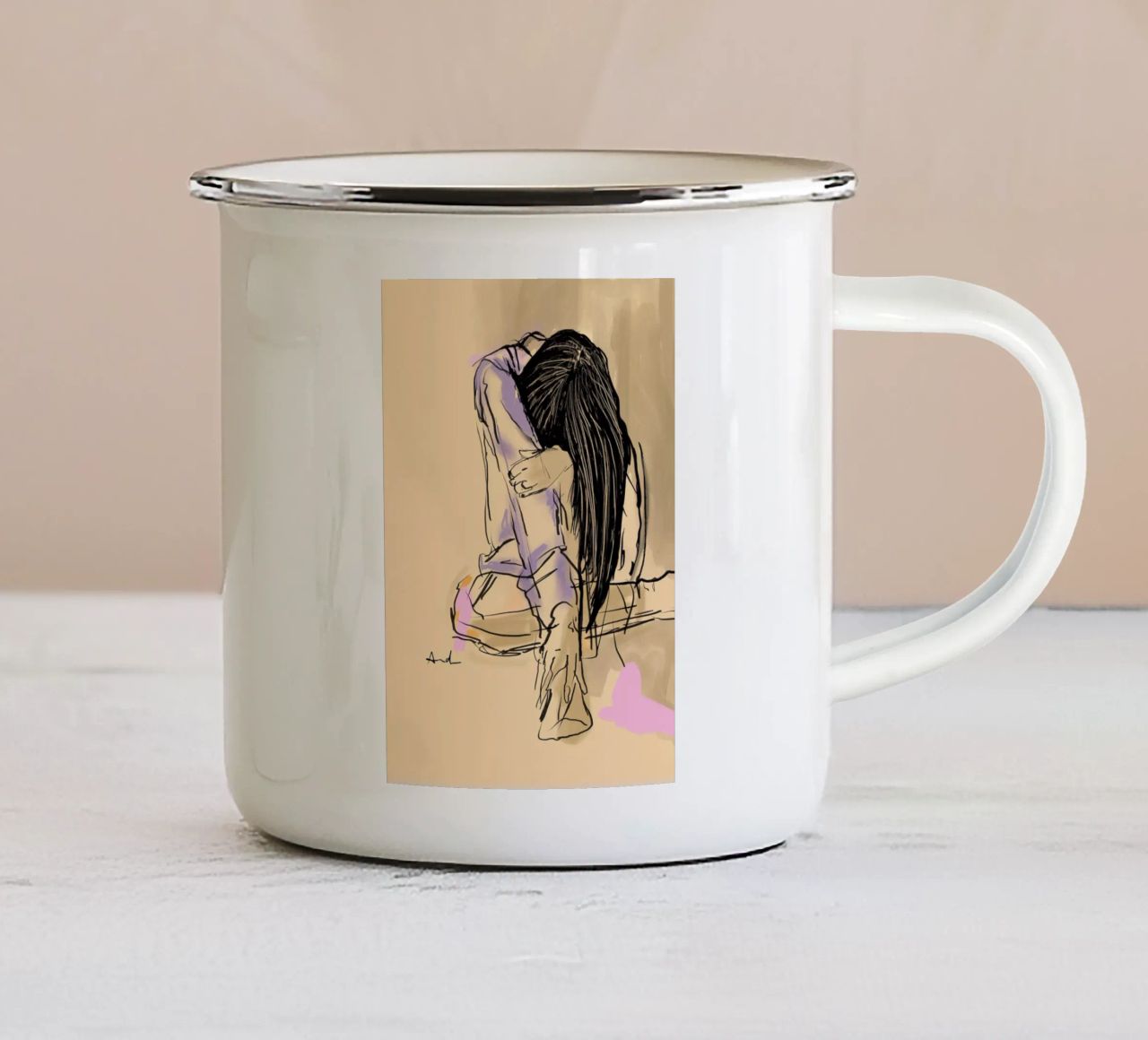 Mädchen 1 by Ute Arnold tazza in smalto da Hej Ibiza by Ute Arnold