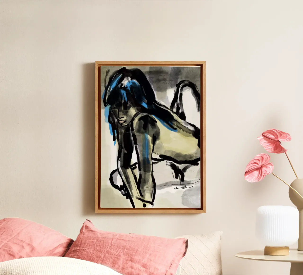 Mädchen 3 by Ute Arnold canvas met Baklijst van Hej Ibiza by Ute Arnold