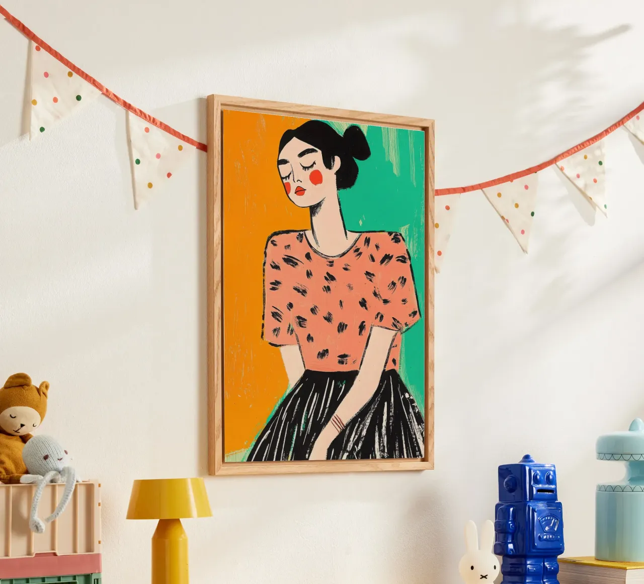 Ritratto stilizzato di una donna in stile color block plexiglass da Chic Lines Studio