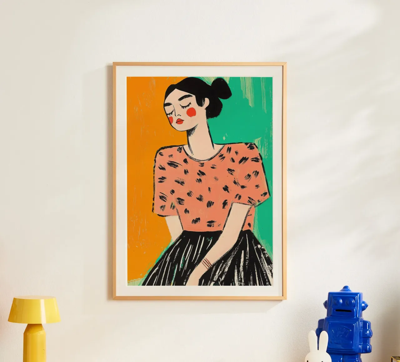 Ritratto stilizzato di una donna in stile color block carta hahnemühle da Chic Lines Studio