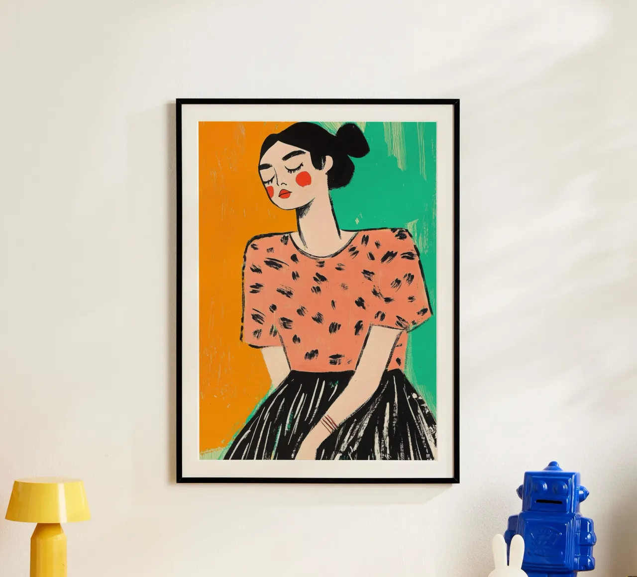 Ritratto stilizzato di una donna in stile color block carta hahnemühle da Chic Lines Studio