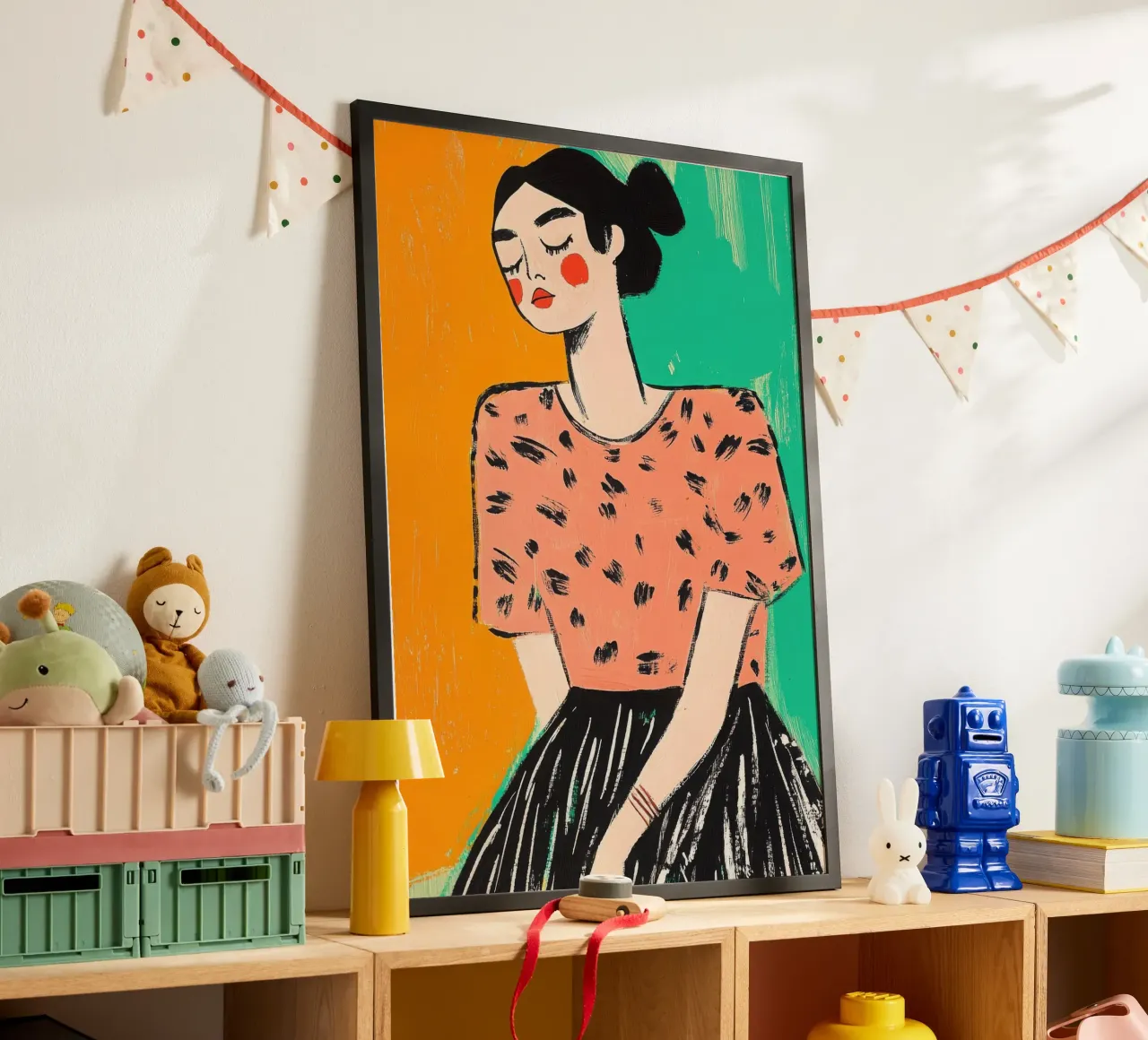 Ritratto stilizzato di una donna in stile color block carta hahnemühle da Chic Lines Studio