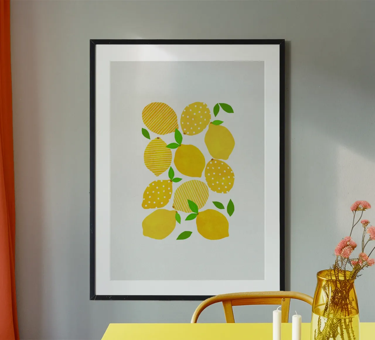 Folla di limoni poster con telaio in plastica da Orara Studio