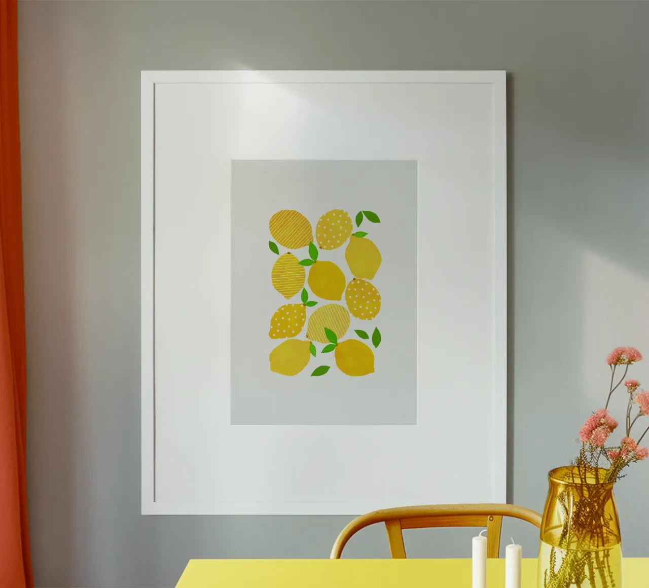 Folla di limoni poster con telaio in plastica da Orara Studio