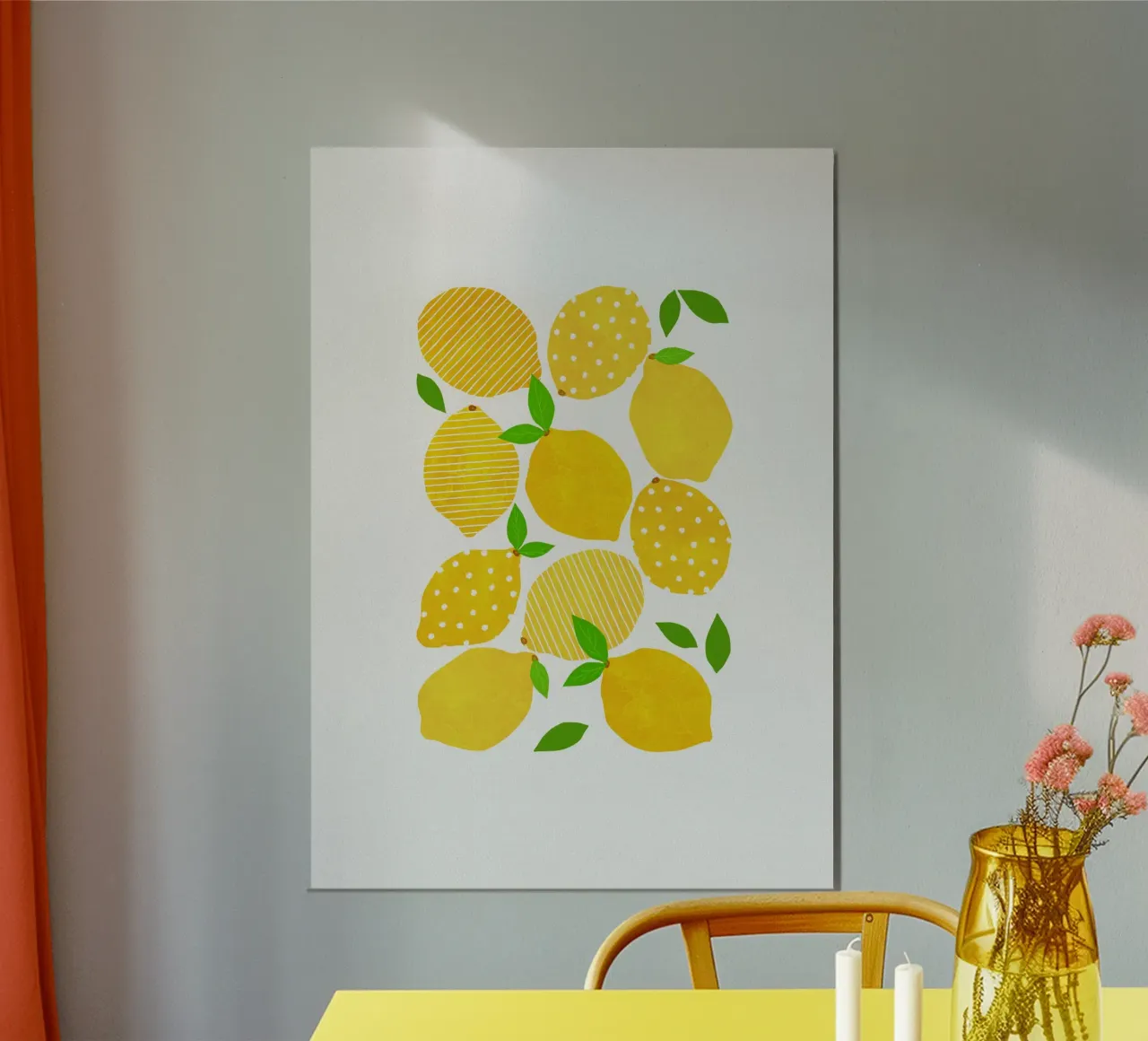 Folla di limoni poster con telaio in plastica da Orara Studio