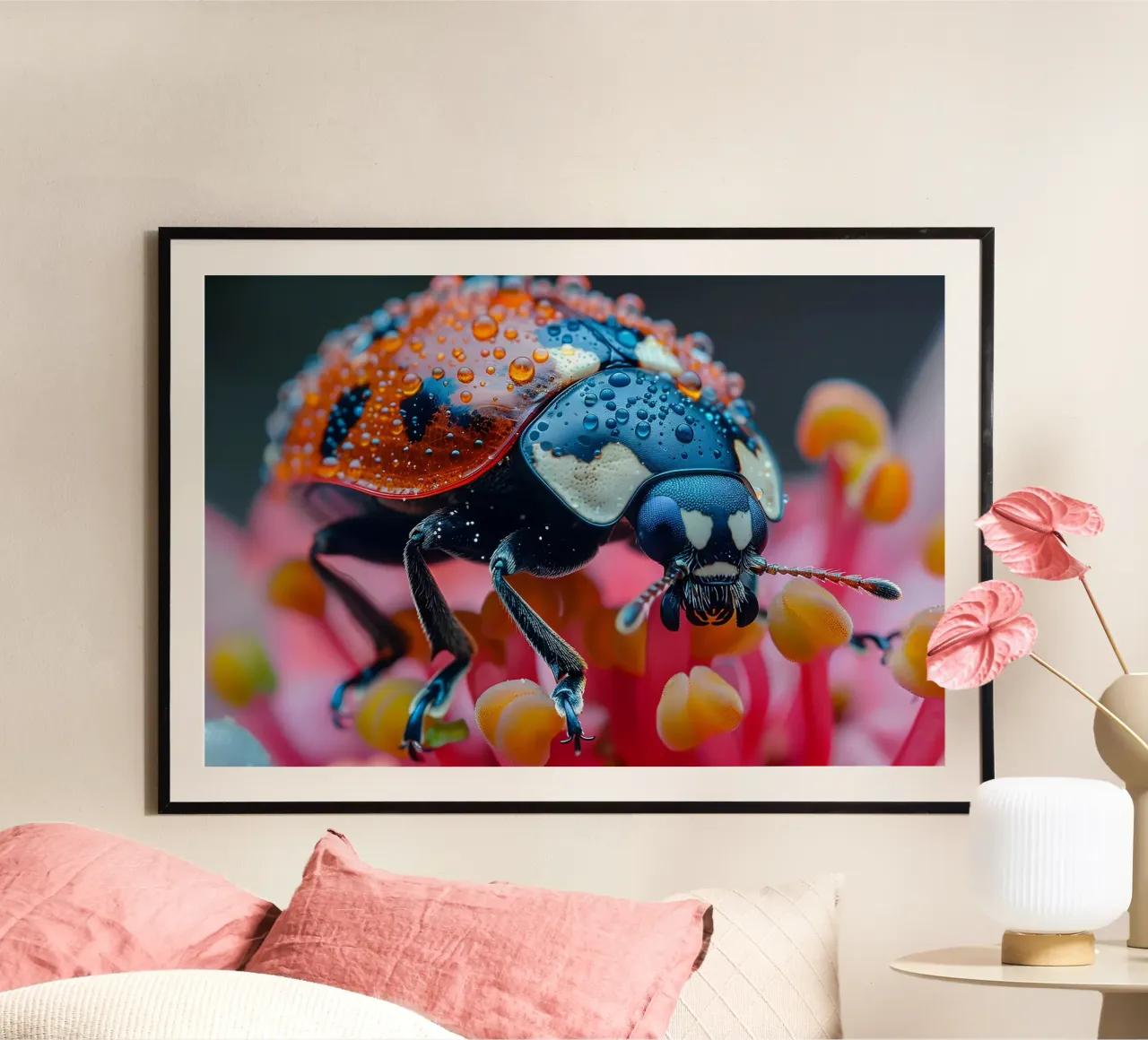 La coccinella e il suo mondo fiorito poster da M-Ulrich-Digital Art