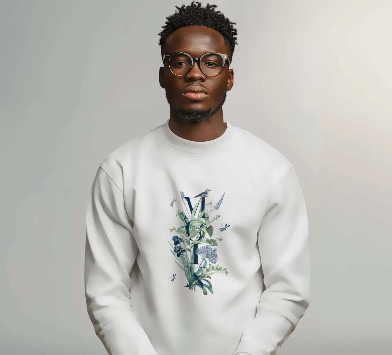 Moin Botanik Blu Vintage Bianco felpa da Studio Frances M