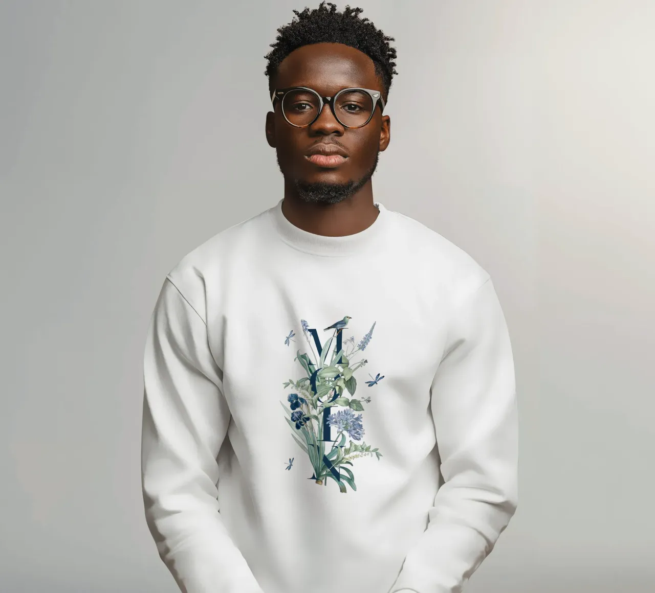 Moin Botanik Blu Vintage Bianco felpa da Studio Frances M