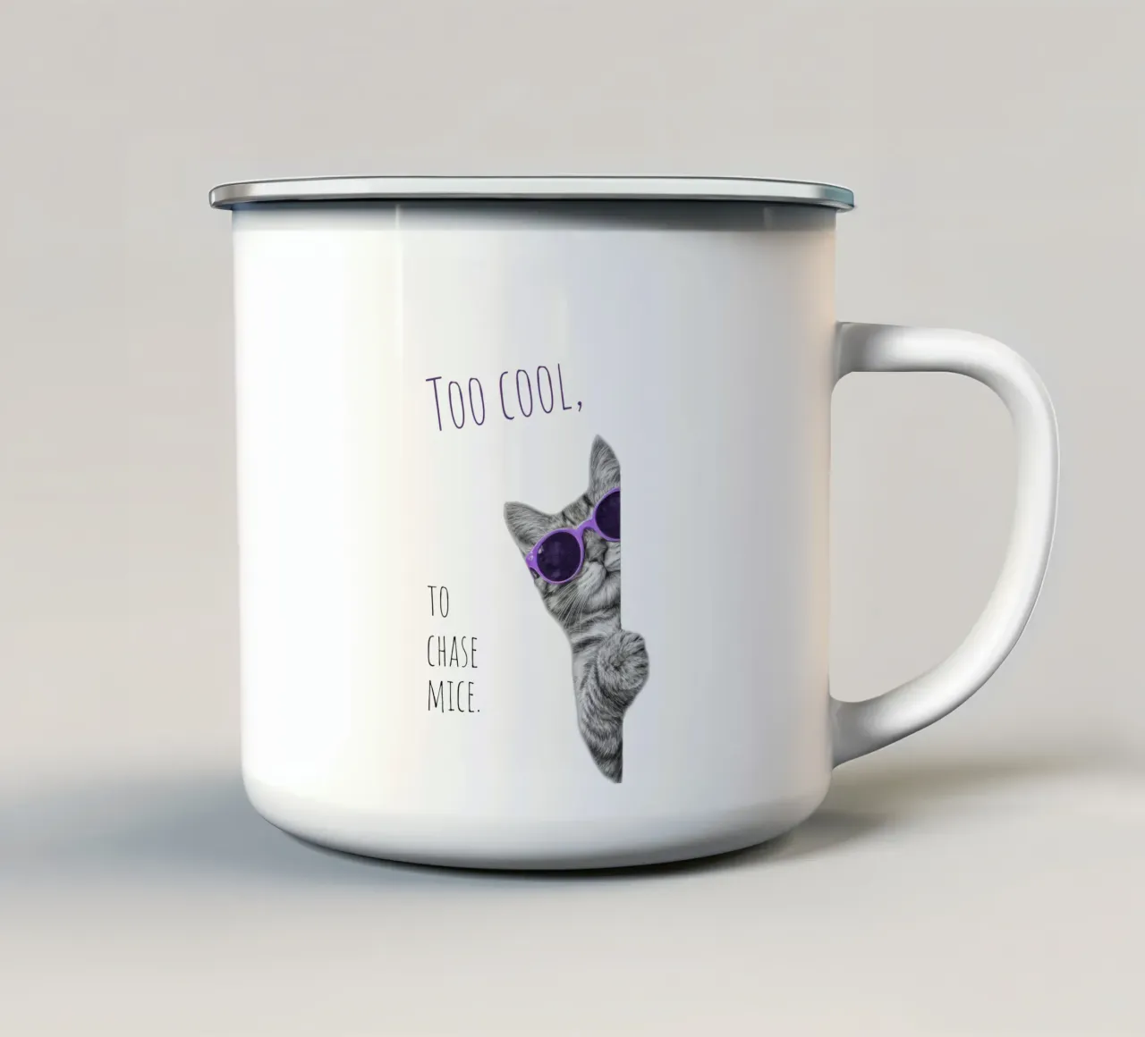 Gatto fresco tazza in smalto da Melanie Viola