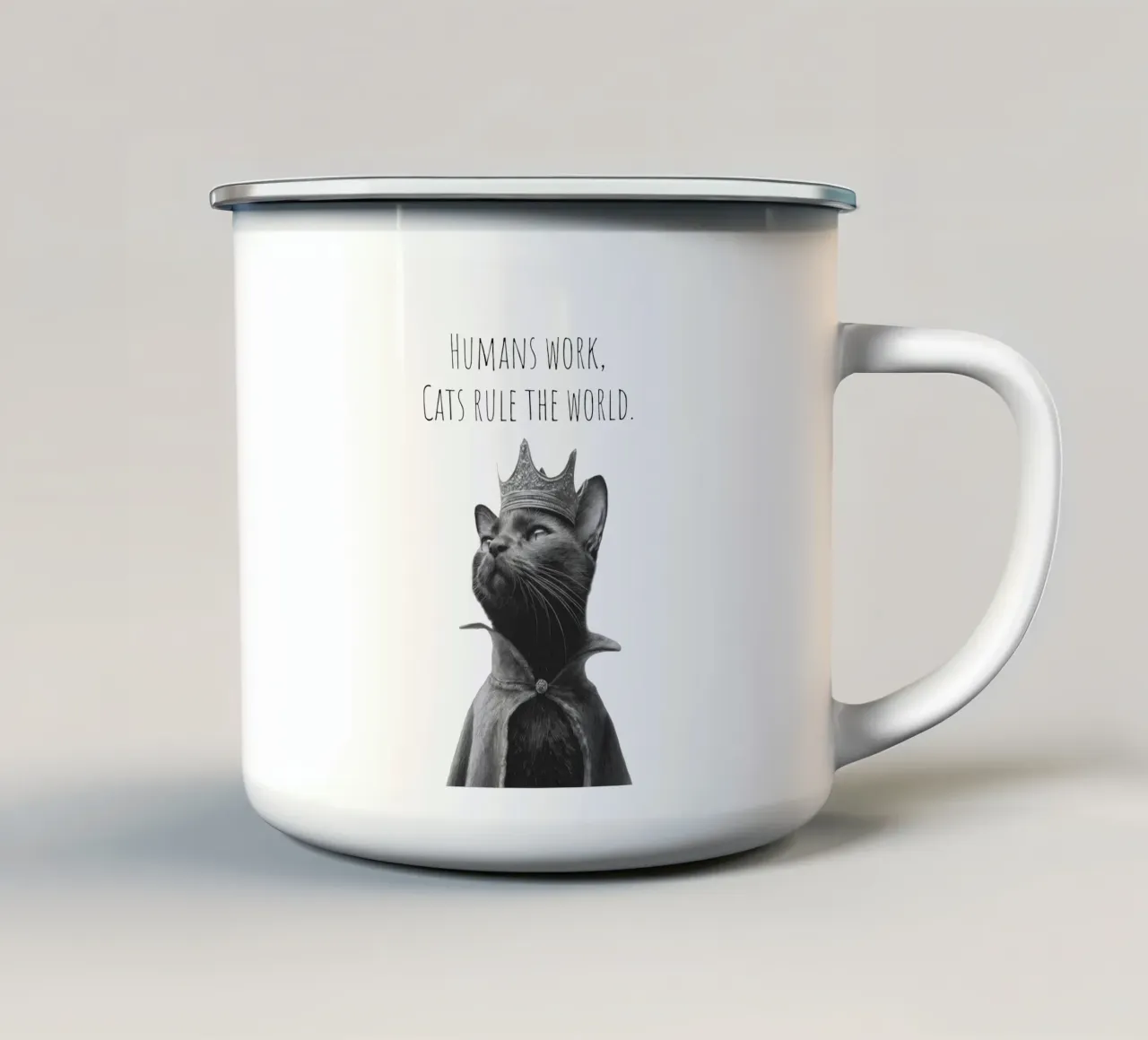 Un bel gatto nero - Il righello tazza in smalto da Melanie Viola