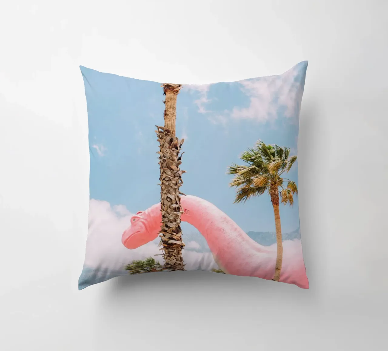 Pink Cabazon Dinosaur cuscino da patiphotography