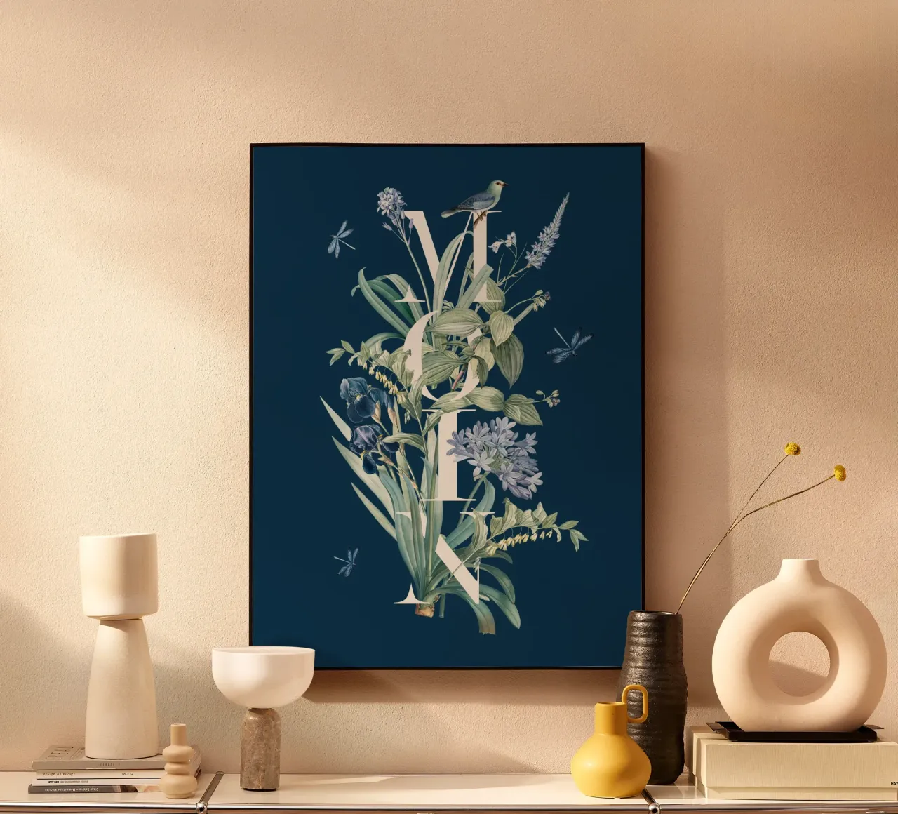 Moin Botanik Bianco Vintage Blu alluminio dibond da Studio Frances M