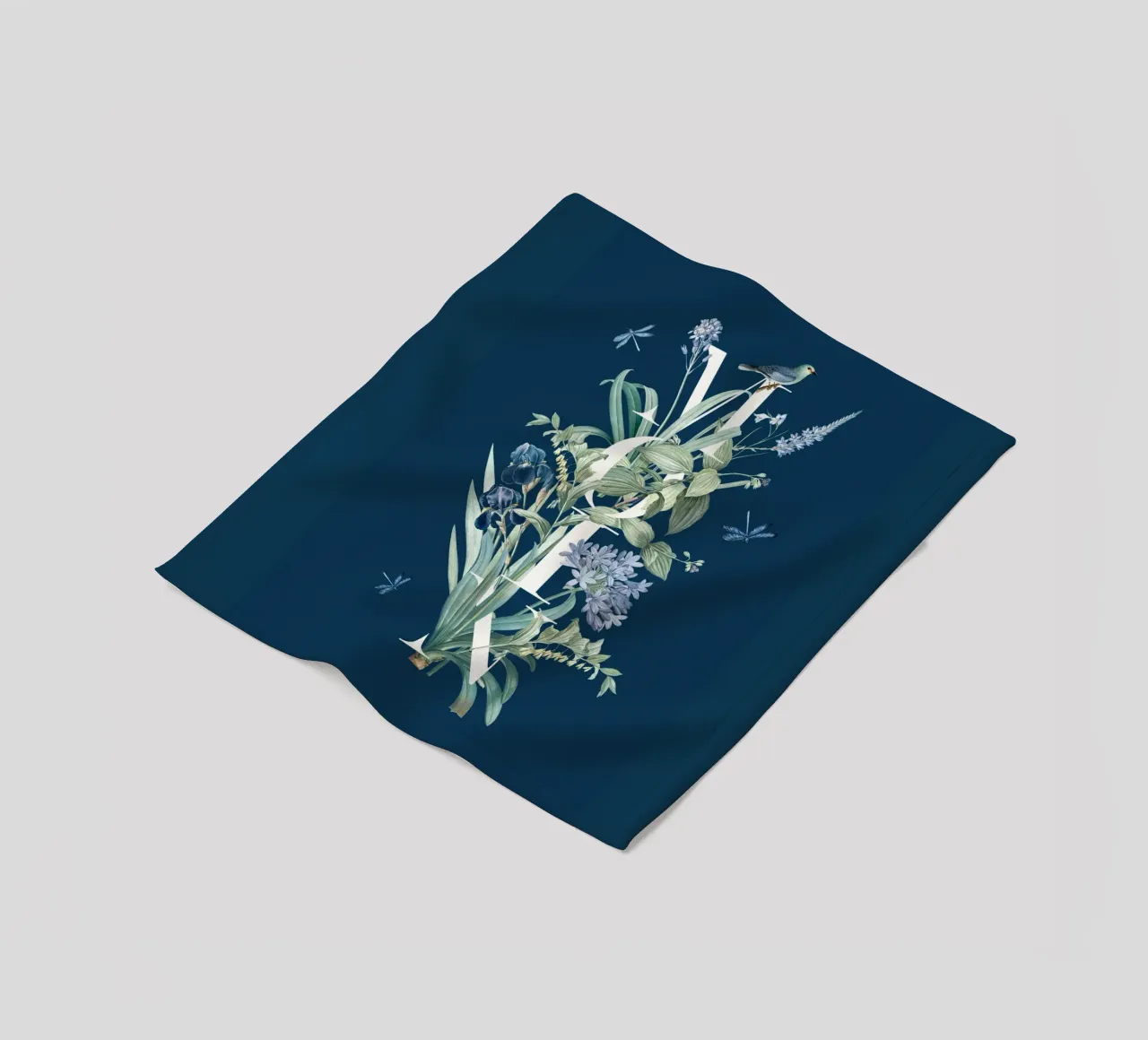 Moin Botanik Bianco Vintage Blu coperta in pile da Studio Frances M