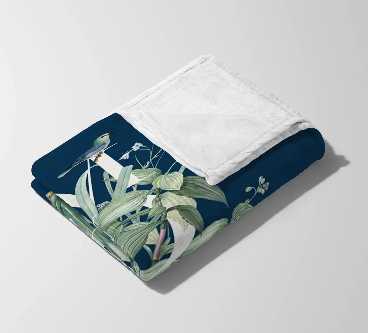 Moin Botanik Bianco Vintage Blu coperta in pile da Studio Frances M