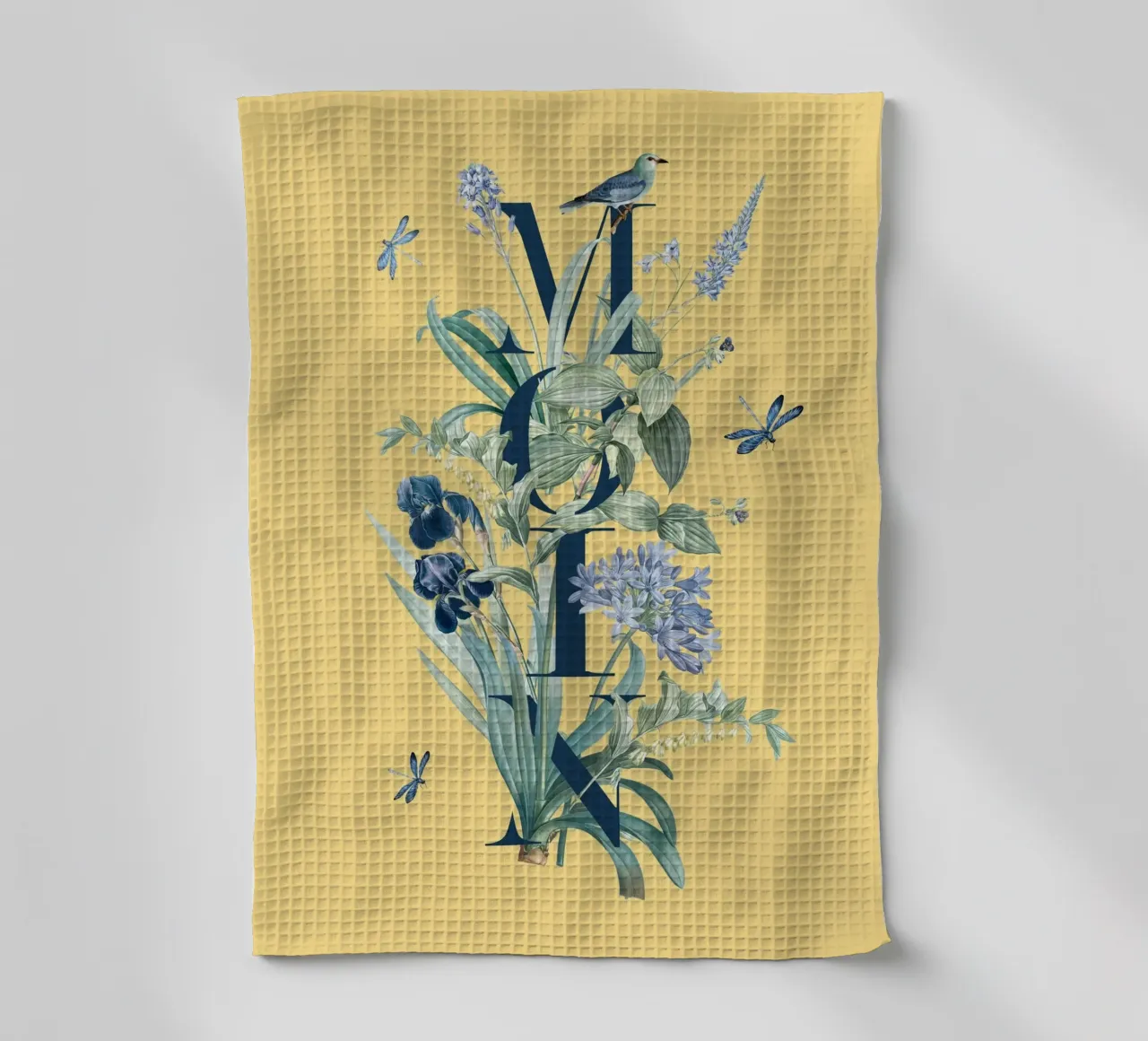 Moin Botanik Vintage Bleu Jaune torchon de Studio Frances M