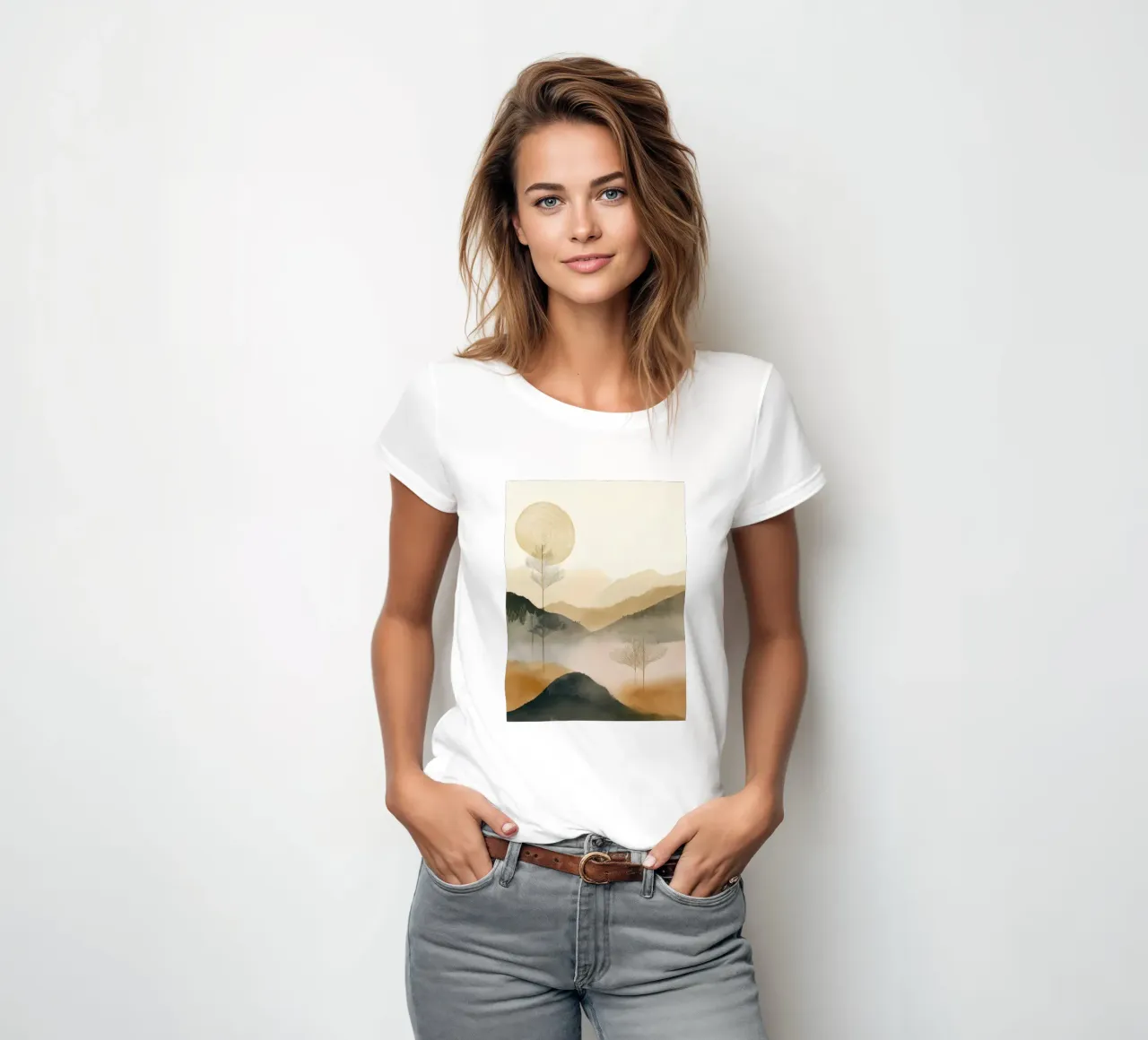 Landscape, abstract, art #2 women's fitted t-shirt by Hightown Design
