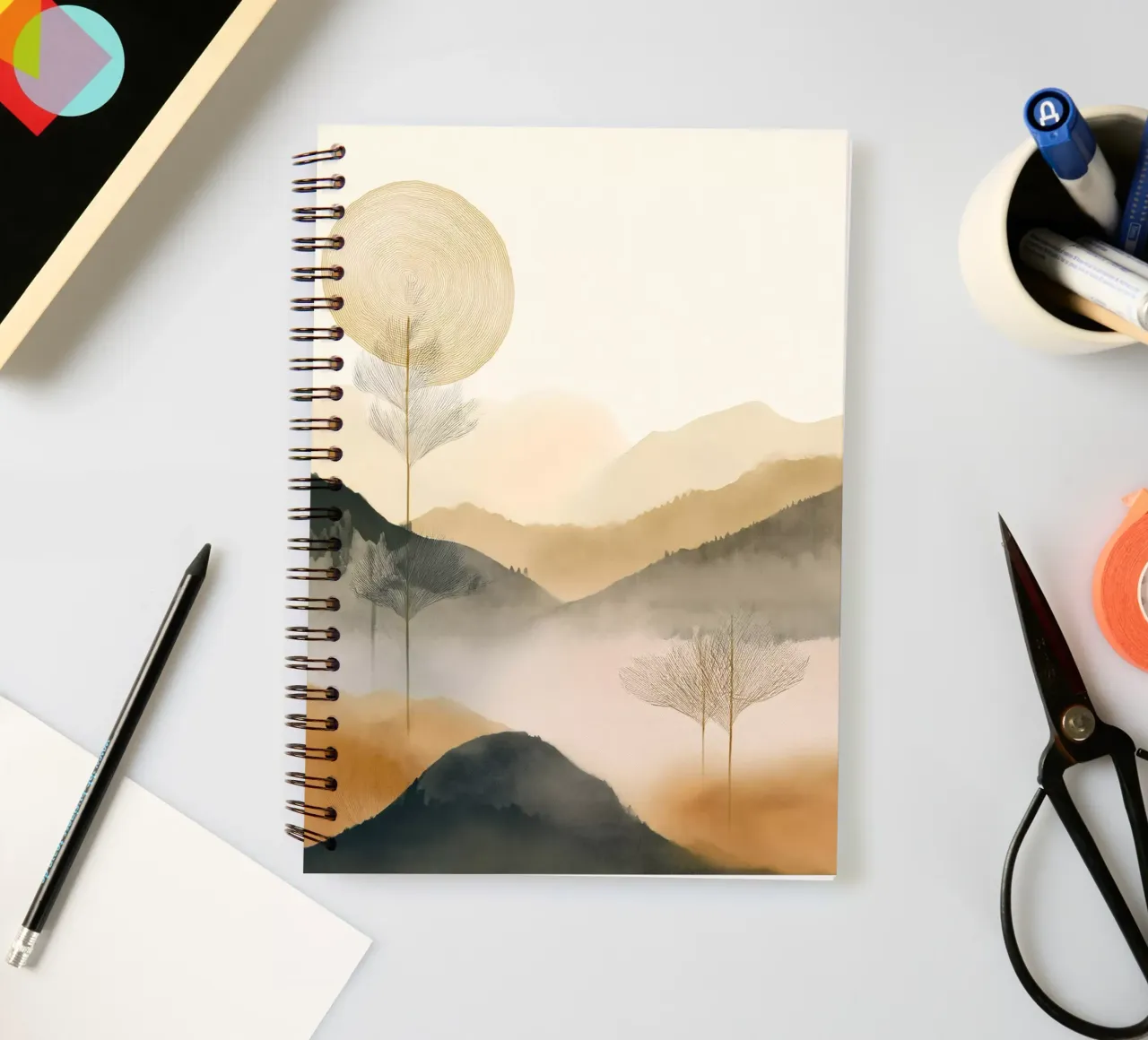 Landschaft, abstrakt, Kunst #2 Ringbuch von Hightown Design