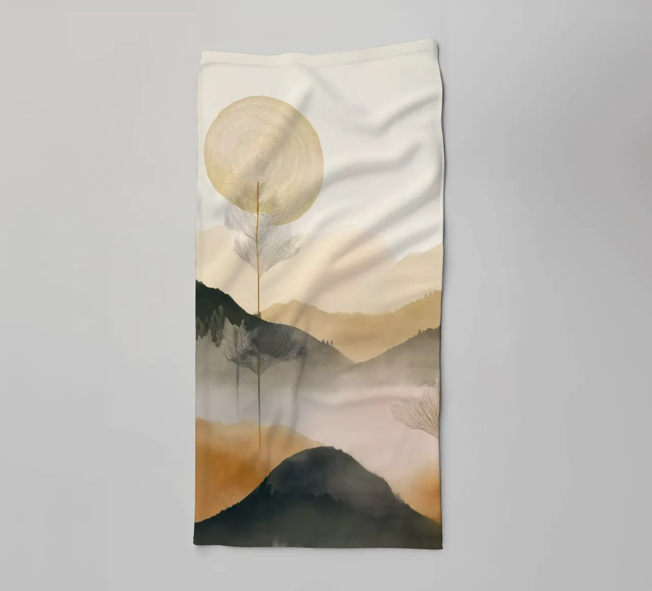 Landschap, abstract, kunst #2 badhanddoek van Hightown Design