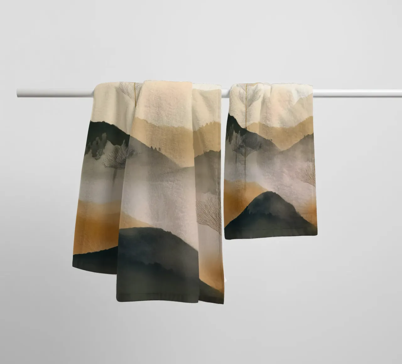 Landschap, abstract, kunst #2 badhanddoek van Hightown Design