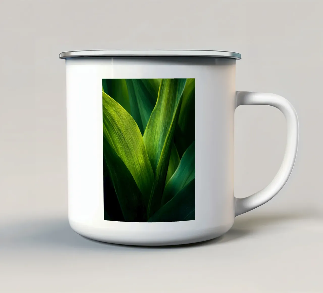 Verdant Lines Abstract Leaf Harmony emaille mok van StudioVO