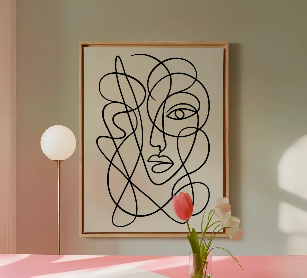 Abstract Continuous Line Face canvas by Life of Pie
