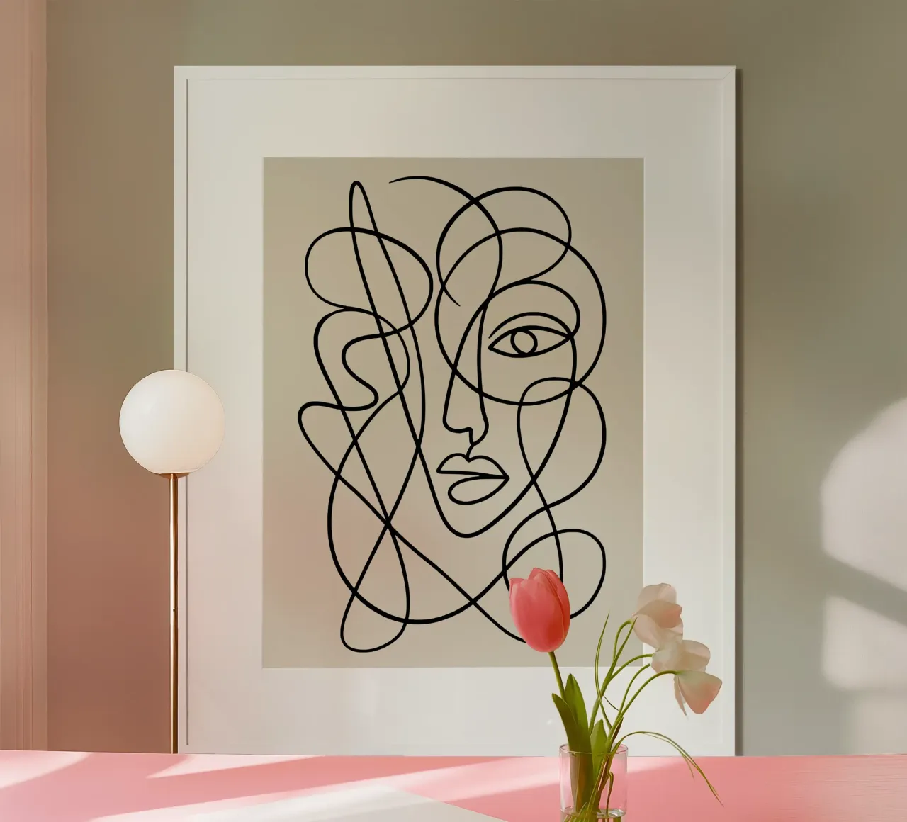 Abstract Continuous Line Face hahnemühle by Life of Pie
