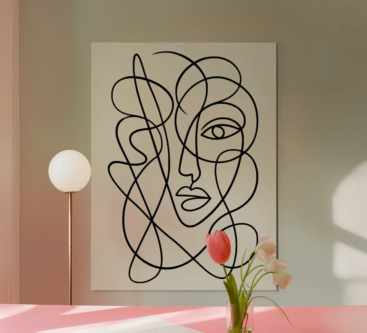 Abstract Continuous Line Face hahnemühle by Life of Pie