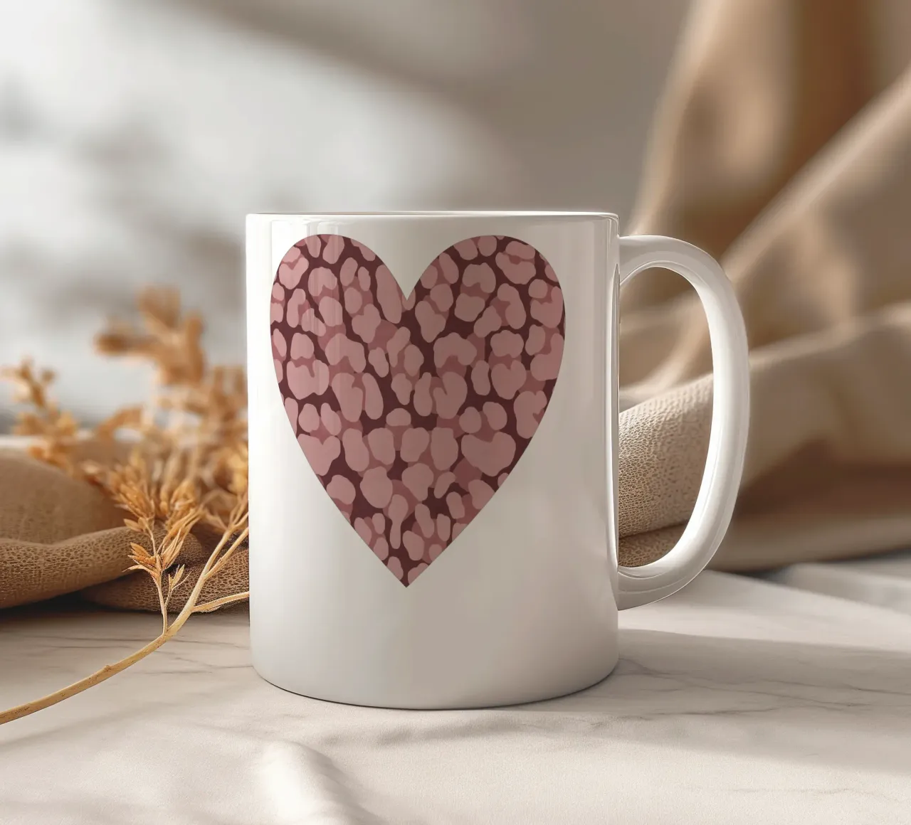 Leo Print. Leo Pattern with Autumn Vibes and Heart. ceramic mug by CalliLetters2