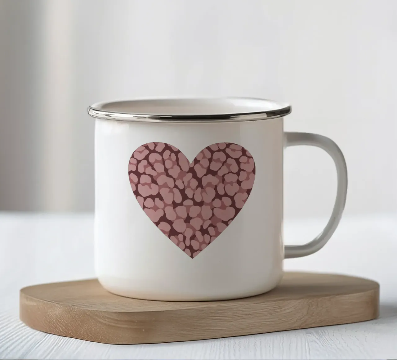 Leo Print. Leo Pattern with Autumn Vibes and Heart. enamel mug by CalliLetters2