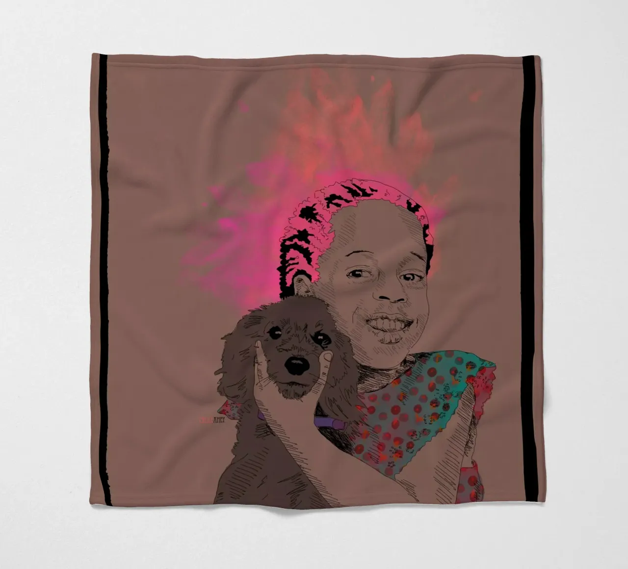 Pure Joy and a Dog fleece blanket by La Belette Rose