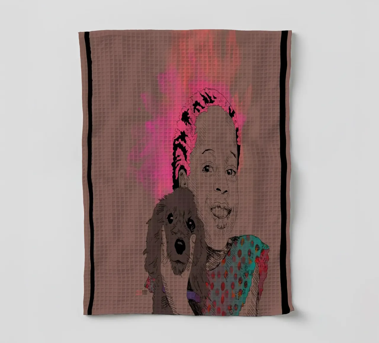 Pure Joy and a Dog tea towel by La Belette Rose