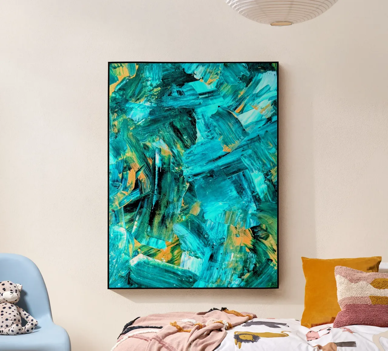Teal Brushstrokes plexiglass da Pia