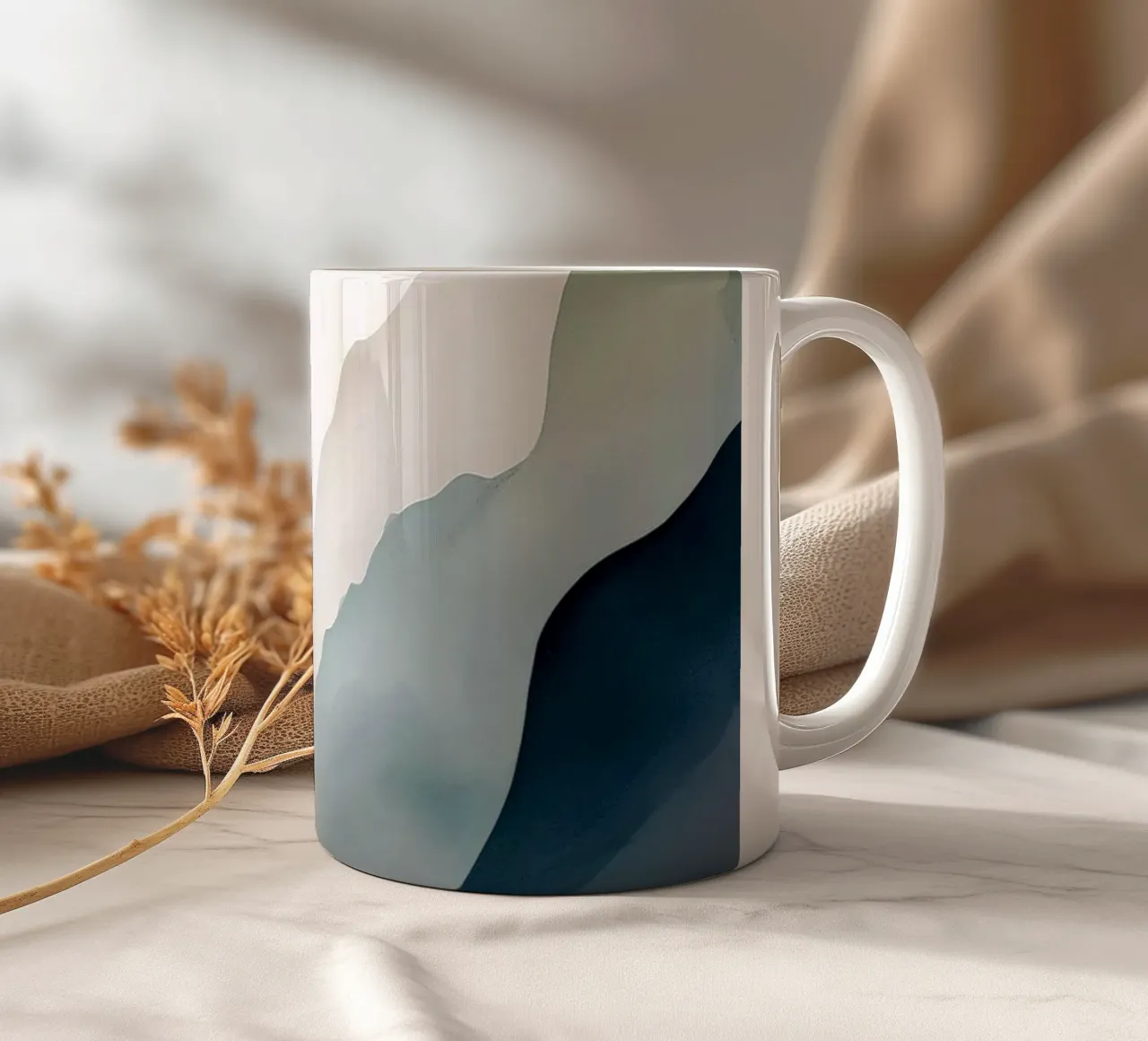 Landschap, abstract, kunst #3 keramische mok van Hightown Design