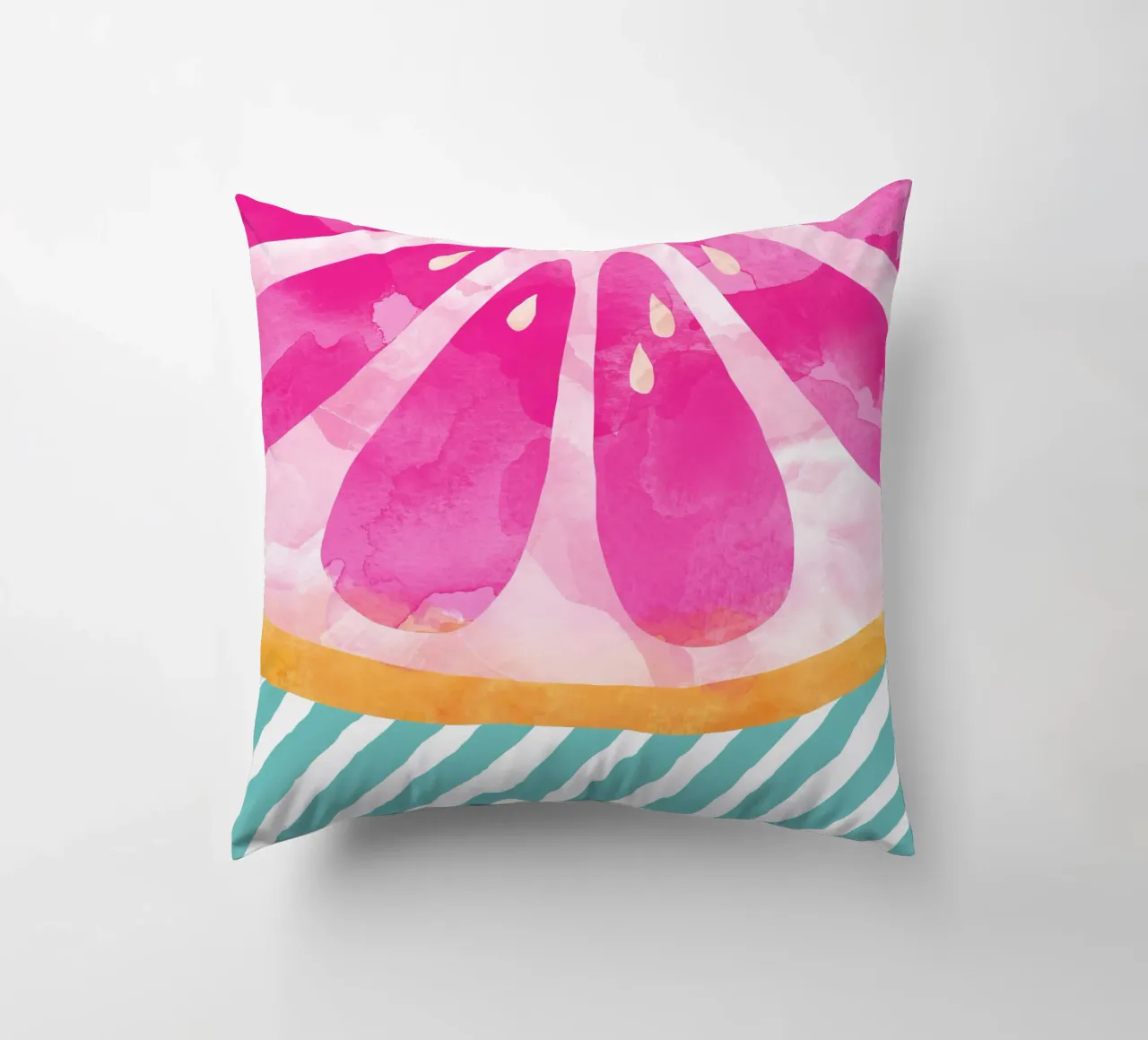 Pink Grapefruit decorative cushion by Orara Studio
