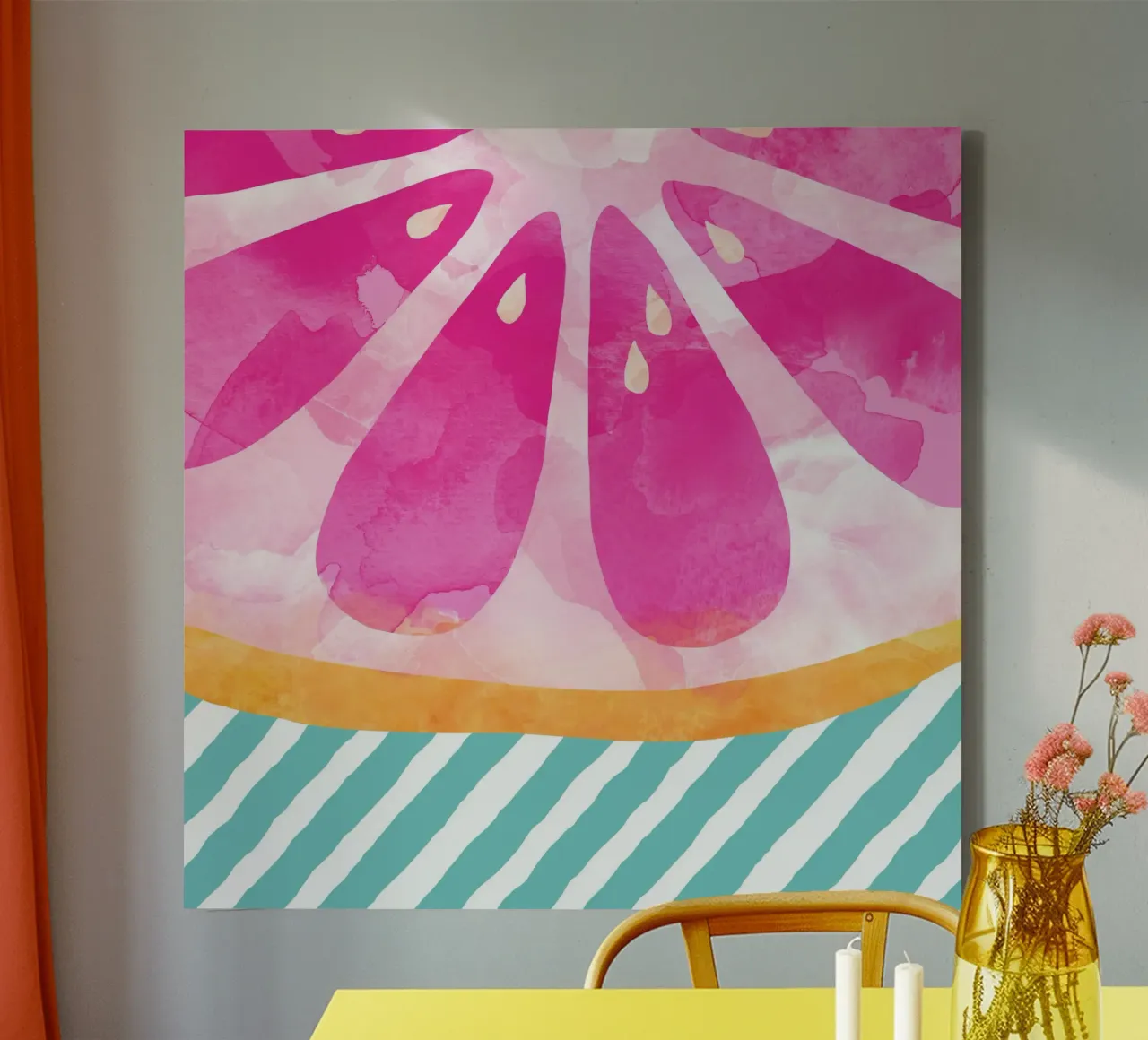 Pink Grapefruit canvas by Orara Studio