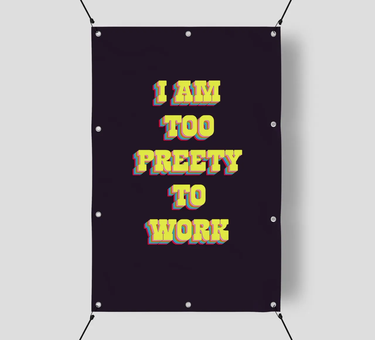 I Am Too Pretty for Work, Sassy Quote, Retro Typography telo in pvc da EverLuvv Studio
