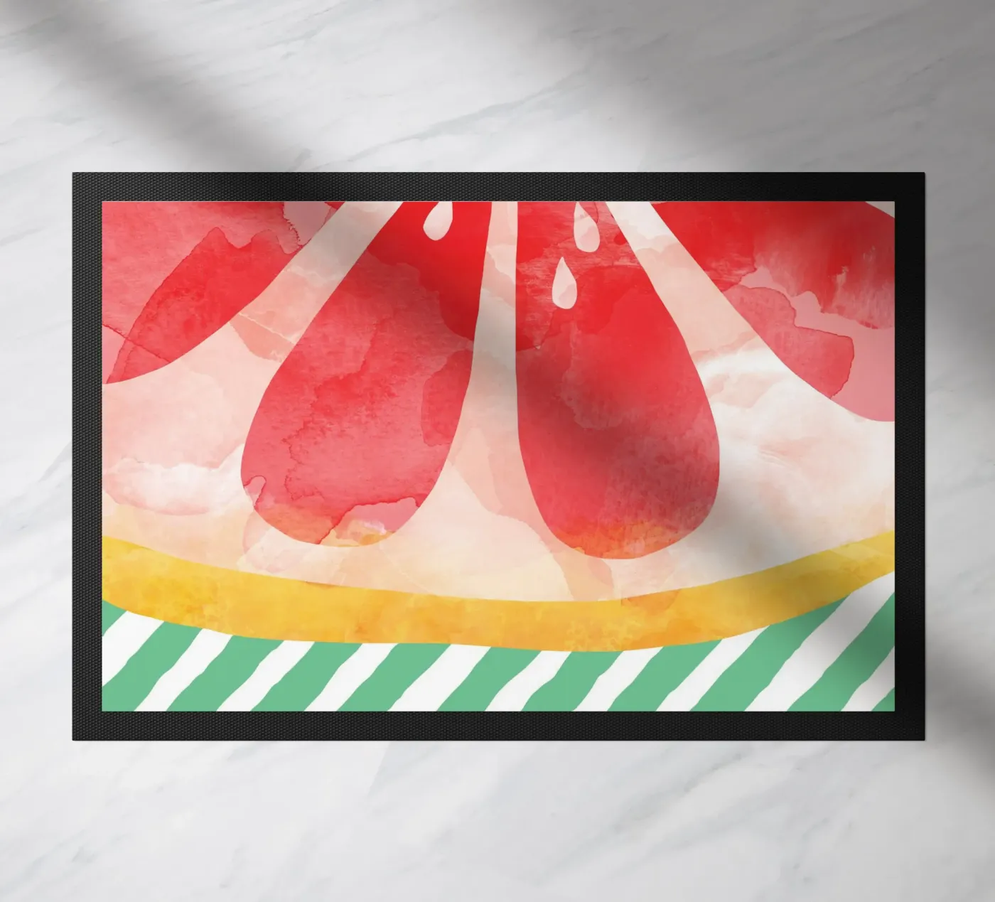 Red Grapefruit doormat by Orara Studio