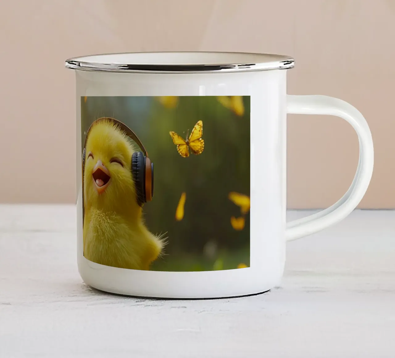 Küken im Glück Emaille Tasse von M-Ulrich-Digital Art