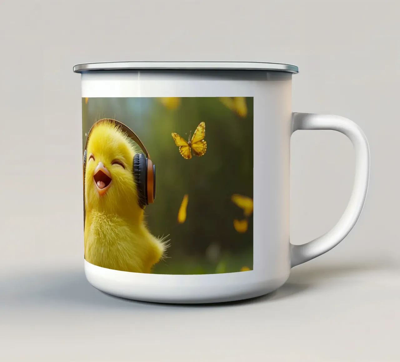 Küken im Glück Emaille Tasse von M-Ulrich-Digital Art