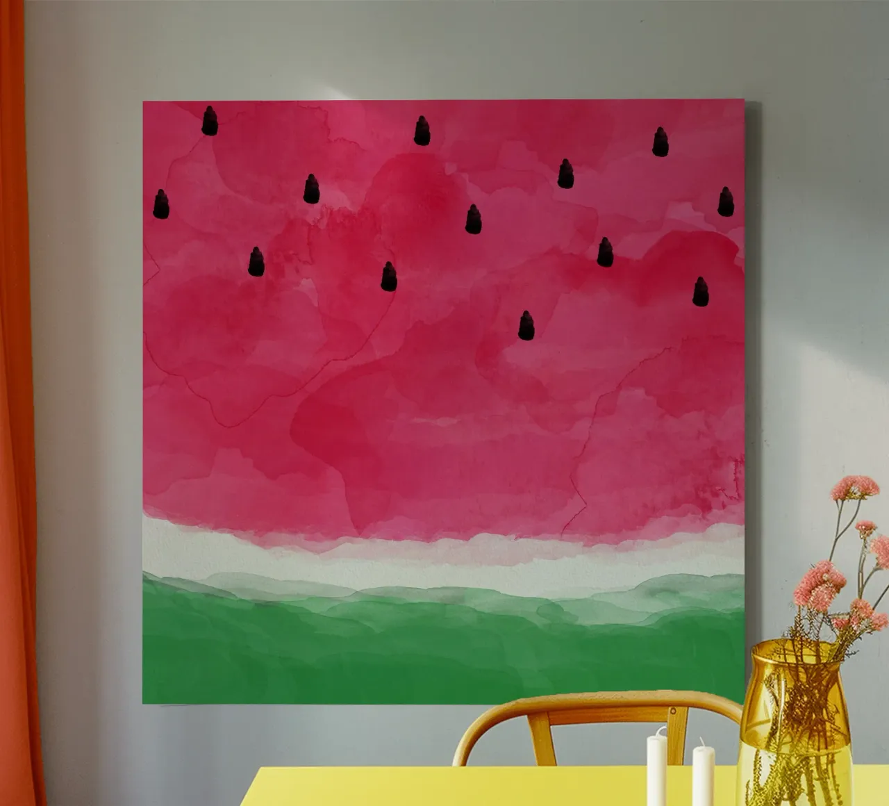 Watermelon Abstract canvas with Floater frame by Orara Studio