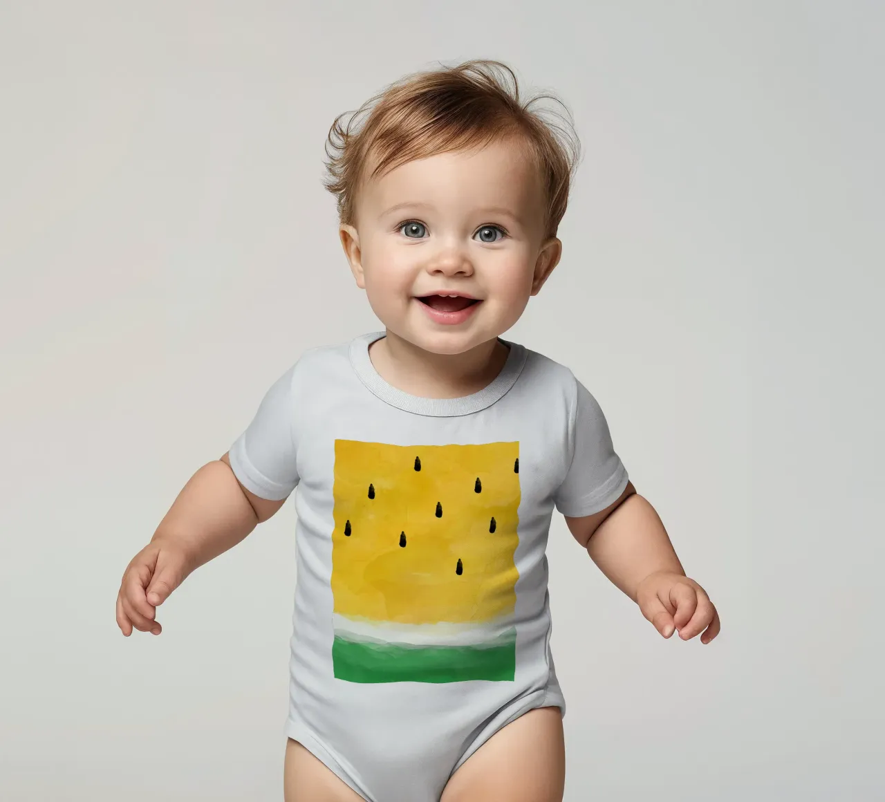 Gelbe Wassermelone Kurzarm Babybody von Orara Studio